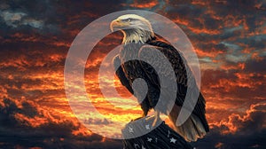 Majestic Bald Eagle at Sunset