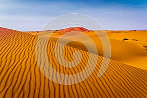 Majestic beautiful scene of Merzouga dunes of Sahara desert Morocco