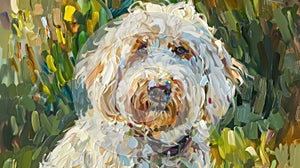 Majestic Canine: White Labradoodle Portrait Capturing Grace and Charm
