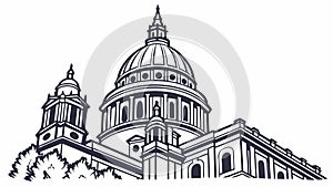 Majestic capitol dome, symbol of governance and history. vector design Generative AI