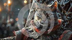 Majestic cat with crown - generative ai