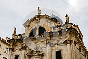 Majestic cathedral in old town Dubrovnik, famous historic and touristic destination in Europe photo