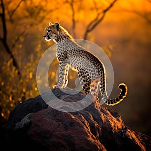 Majestic Cheetah at Golden Hour