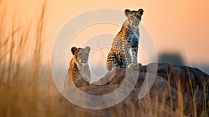 Majestic Cheetahs Overlooking Serengeti Plains