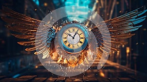 majestic clock with eagle wings, Concept of time fly\'s, photo