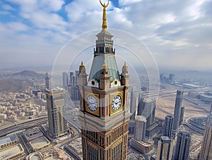 Majestic Clock Tower Overlooking Cityscape