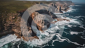 Majestic coastline, eroded rock, twelve apostles sea rocks generated by AI