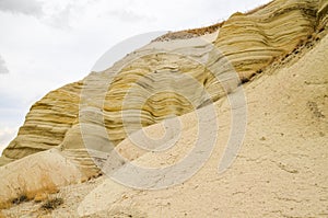 Majestic colorful rock formations in Cappadocia valley, Turkey