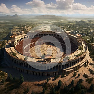 Majestic Colosseum: Aerial Glimpse into Ancient Rome\'s Gladiatorial Spectacle