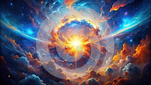 A Majestic Cosmic Explosion Vibrant Supernova Nebula Painting in Deep Space
