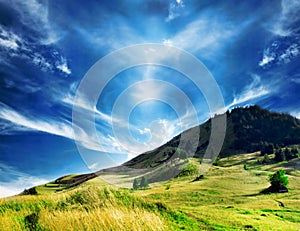 Majestic Countryside Landscape.Dramatic Sky and Hill