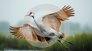 Majestic crane in flight
