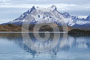 The Majestic Cuernos del Paine reflection in LaTorres del Paine National Park, Patagonia, Chile