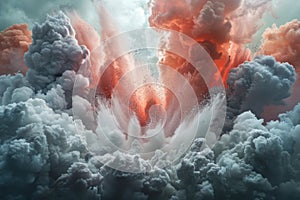 Majestic Cumulonimbus Cloud With Red and White Clouds. Generative AI