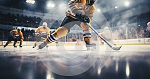 The Majestic Dance of Ice Hockey Players on the Grand Arena\'s Stage