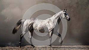 Majestic Dappled Grey Horse Striding Elegantly