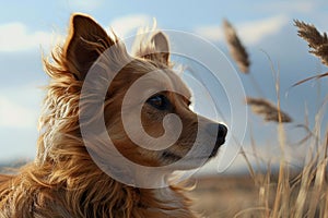 Majestic dog in the wind