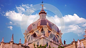 The majestic dome of the Almudena Cathedral in Madrid. Spain