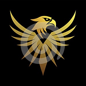 Majestic Eagle: Black Golden Aura Vector