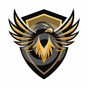Majestic Eagle: Black Golden Aura Vector