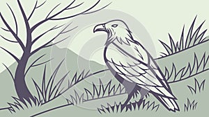 Majestic Eagle on a Branch, Nature Wildlife Art, vector design Generative AI photo