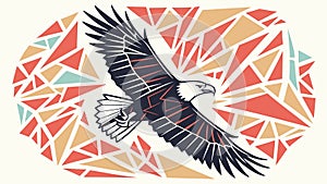 Majestic Eagle in Flight with Geometric Background, vector design Generative AI