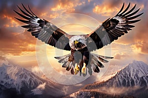 majestic eagle in flight portray the power and grace of an eagle photo