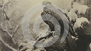 Majestic Eagle In Moody Monotones: A Detailed Wildlife Artwork