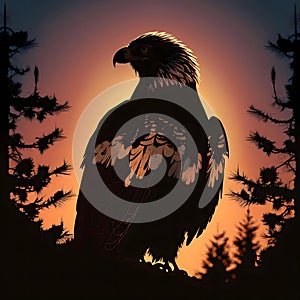 Majestic Eagle Silhouette at Sunset
