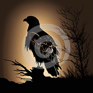 Majestic Eagle Silhouette at Sunset