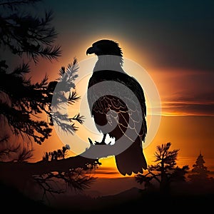 Majestic Eagle Silhouette at Sunset