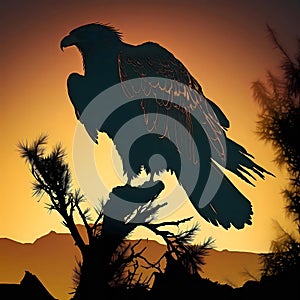 Majestic Eagle Silhouette at Sunset