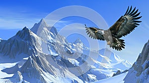 a majestic eagle soaring high above through mountains