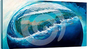 Majestic Earth\'s Watercolor Canvas from Space, Made with Generative AI