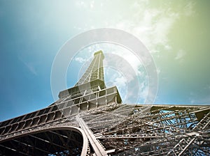 Majestic Eiffel Tower in Paris shot from Champs de Mars
