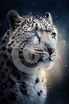 Majestic Elegance: A Beautiful and Intricately Detailed Portrait of a Snow Leopard Exquisite Lighting Generative AI