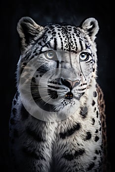 Majestic Elegance: A Beautiful and Intricately Detailed Portrait of a Snow Leopard Exquisite Lighting Generative AI