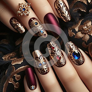 Majestic Elegance: A Regal Nail Affair