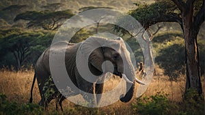 A majestic elephant in a forest - ai generated digital art