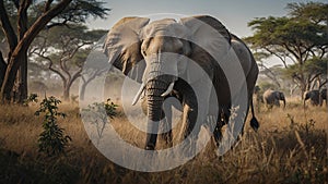 A majestic elephant in a forest - ai generated digital art