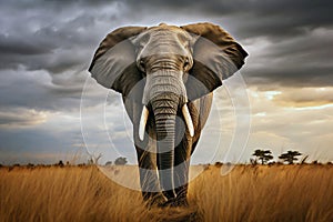 majestic elephant in the plain, AI generated