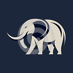 A majestic elephant stands confidently on a dark background, Create a minimalist logo inspired by the majestic elephant\'s