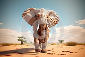 majestic elephant walking in the desert with clear sky