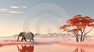 An majestic elephant walking in a marsh
