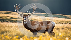 Majestic Elk in Golden Meadow