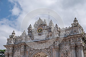 Majestic Entrance: A Diagonal View of Dolmabahçe Palace\'s Imperial Gate
