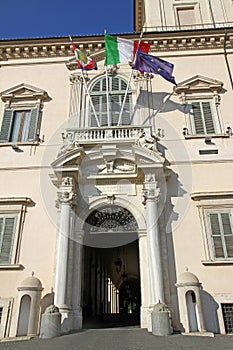 majestic entrance of the Quirinale palace where houses the President of Italian Republic