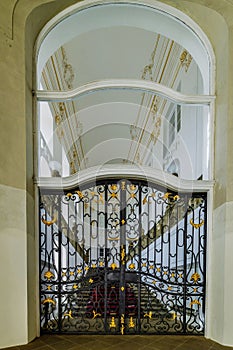 Majestic entranceway in the historic palace of Matthias Gate