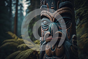 Majestic fictional totem pole from vancouver island