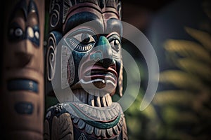 Majestic fictional totem pole from vancouver island